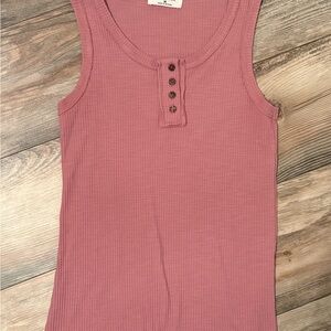 Pink Sleeveless Ribbed Tank Top